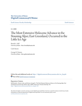 The Most Extensive Holocene Advance in the Stauning Alper, East Greenland, Occurred in the Little Ice Age Brenda L