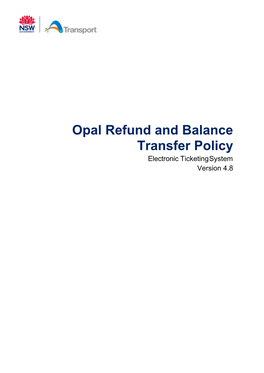 Opal Refund and Balance Transfer Policy Electronic Ticketing System Version 4.8