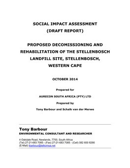 Stellenbosch Landfill Closure SIA 3 November