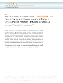Cox Process Representation and Inference for Stochastic Reaction&Ndash