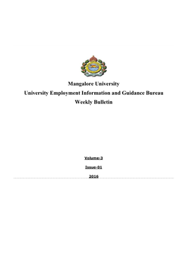 Mangalore University University Employment Information and Guidance Bureau Weekly Bulletin