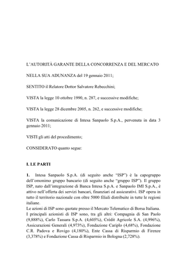 L'autorità Garante Della Concorrenza E Del