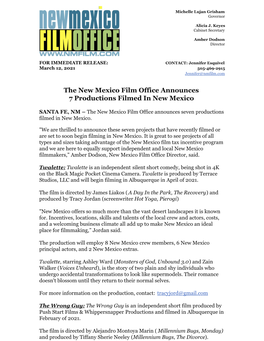 The New Mexico Film Office Announces 7 Productions Filmed in New Mexico