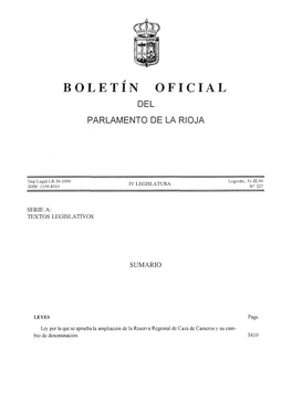 Boletín Oficial Del Parlamento De La Rioja