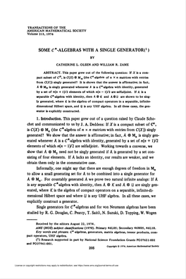 Some C*-Algebras with a Single Generator*1 )