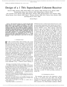 Design of a 1 Tb/S Superchannel Coherent Receiver David S