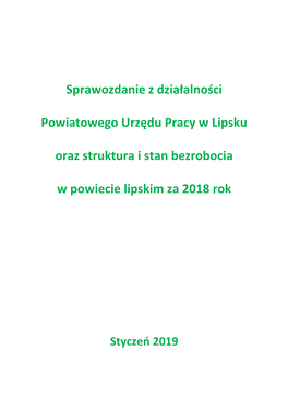 Sprawozdanie Z Działalności Powiatowego Urzędu Pracy W