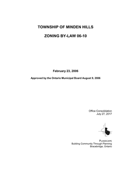 Township of Minden Hills Zoning By-Law 06-10 Consolidated July 27, 2017 Page I