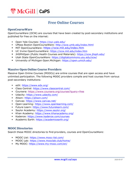 Free Online Courses (PDF)