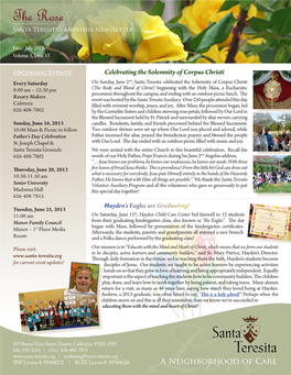 The Rose Santa Teresita’S Monthly Newsletter