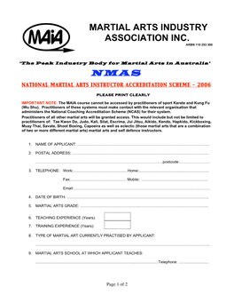 Martial Arts Industry Association Inc. Arbn 110 253 300