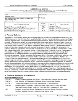 A. Personal Statement B. Positions, Honors and Review Service