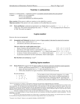 Neutrino Vs Antineutrino Lepton Number Splitting