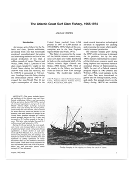 The Atlantic Coast Surf Clam Fishery, 1965-1974