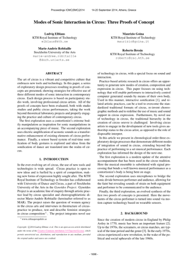 Modes of Sonic Interaction in Circus: Three Proofs of Concept