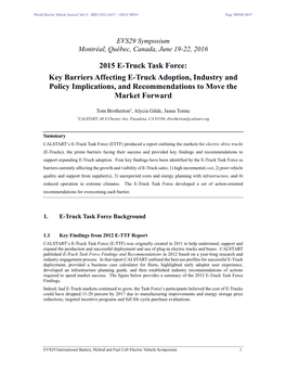 Key Barriers Affecting E-Truck Adoption, Industry and Policy Implications, and Recommendations to Move the Market Forward