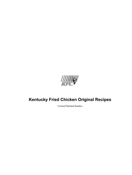 Kentucky Fried Chicken Original Recipes