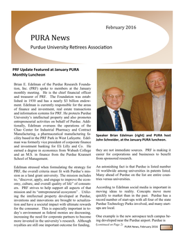 PURA News Purdue University Retirees Association
