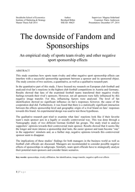 The Downside of Fandom and Sponsorships