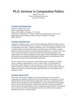 SIS 802 Comparative Politics