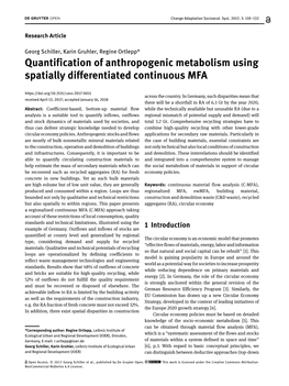 Quantification of Anthropogenic Metabolism Using Spatially Differentiated Continuous MFA Across the Country