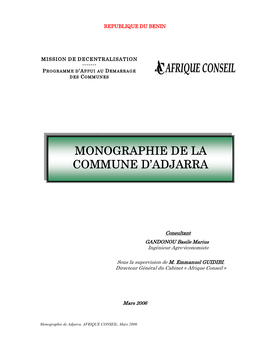 Monographie De La Commune De Adjarra