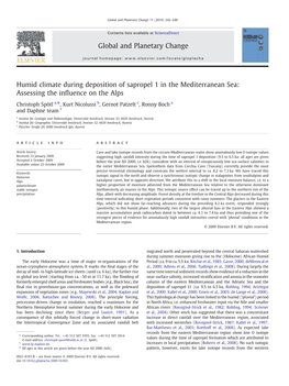 Humid Climate During Deposition of Sapropel 1 in the Mediterranean Sea: Assessing the Inﬂuence on the Alps