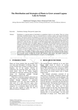 The Distribution and Strategies of Plants to Grow Around Laguna Lake in Ternate