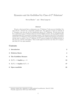 Dynamics and the Godbillon-Vey Class of C1 Foliations∗