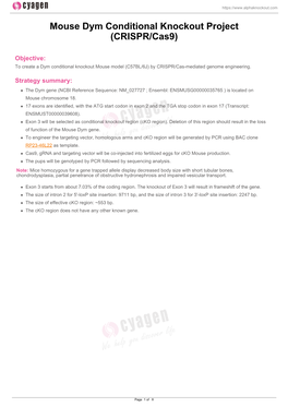 Mouse Dym Conditional Knockout Project (CRISPR/Cas9)