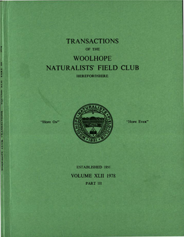 Transactions Woolhope Naturalists' Field Club