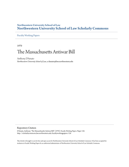 The Massachusetts Antiwar Bill, by Anthony A