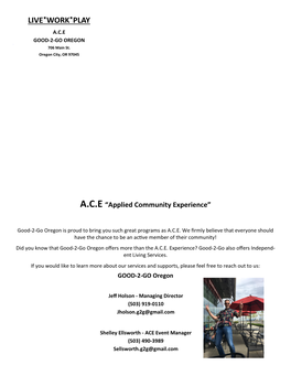ACE Event Manager (503) 490-3989 Sellsworth.G2g@Gmail.Com A.C.E