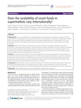 Does the Availability of Snack Foods in Supermarkets Vary Internationally?