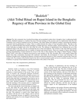 Akit Tribal Ritual on Rupat Island in the Bengkalis Regency of Riau Province in the Global Era)