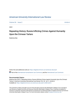 Russia Inflicting Crimes Against Humanity Upon the Crimean Tartars