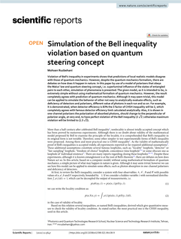 Simulation of the Bell Inequality Violation Based on Quantum Steering Concept Mohsen Ruzbehani