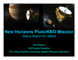 New Horizons Pluto/KBO Mission Status Report for SBAG