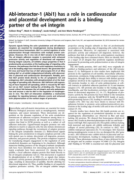 Has a Role in Cardiovascular and Placental Development and Is a Binding Partner of the Α4 Integrin