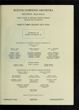 Boston Symphony Orchestra Concert Programs, Season 93, 1973-1974
