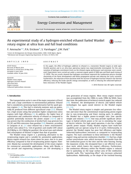 An Experimental Study of a Hydrogen-Enriched Ethanol Fueled Wankel Rotary Engine at Ultra Lean and Full Load Conditions ⇑ F