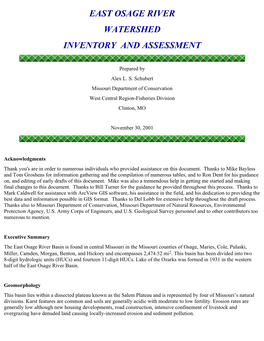 East Osage River Watershed Inventory and Assessment