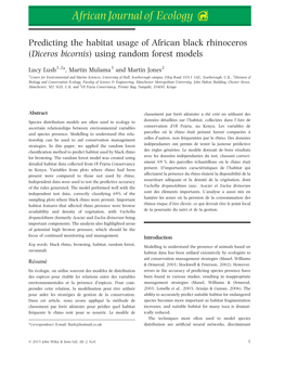 Predicting the Habitat Usage of African Black Rhinoceros (Diceros Bicornis) Using Random Forest Models