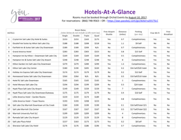 Hotels-At-A-Glance Rooms Must Be Booked Through Orchid Events by August 10, 2017