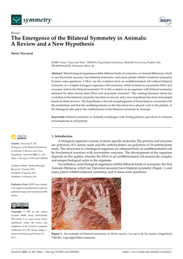 The Emergence of the Bilateral Symmetry in Animals: a Review and a New Hypothesis