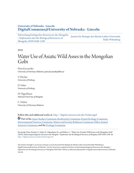 Water Use of Asiatic Wild Asses in the Mongolian Gobi Petra Kaczensky University of Veterinary Medicine, Petra.Kaczensky@Fiwi.At