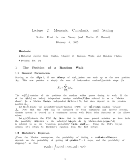 Lecture 2: Moments, Cumulants, and Scaling