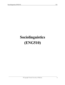 Sociolinguistics (ENG510)