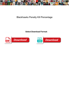 Blackhawks Penalty Kill Percentage