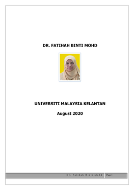 Dr. Fatihah Binti Mohd Universiti Malaysia